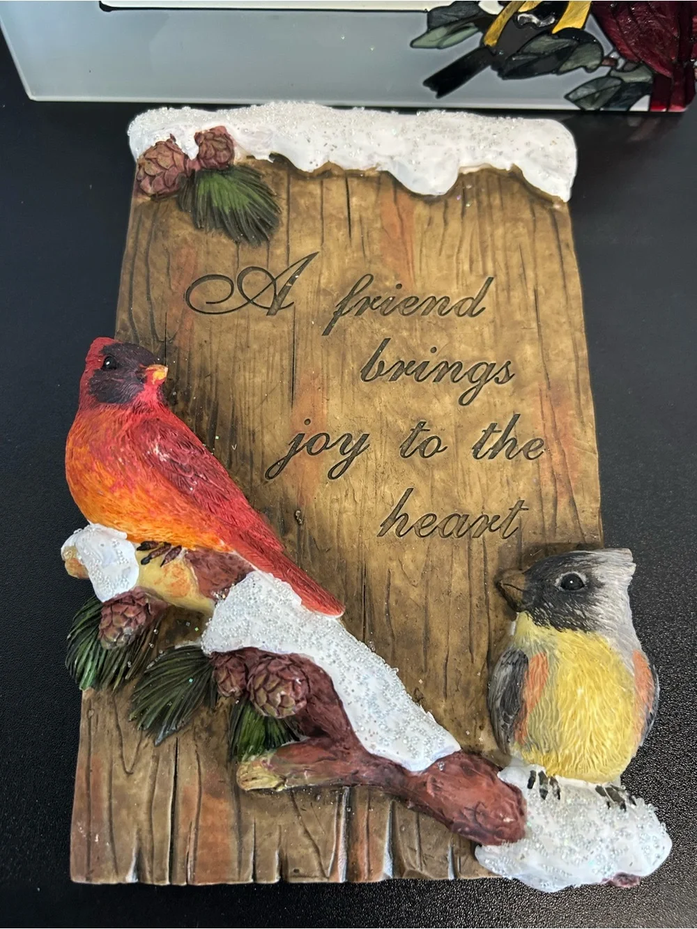 GANZ Blue, Red & Green Stained Glass Bird Picture Frame